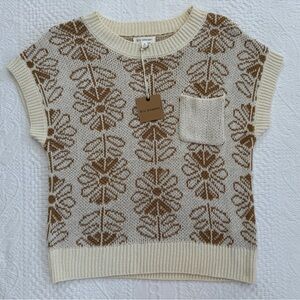 NWT Blu Pepper Floral Short Sleeve Sweater Women’s Top Size Medium M